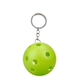 Vibrant green plastic pickleball keychain featuring a durable silver metal ring and chain - Hollow Ball Green