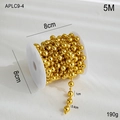 Golden faceted bead chain spool for Christmas tree decoration DIY craft materials 5m - 1CM Gold Round Beads / 5M