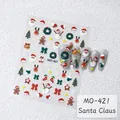 Weihnachts-3D-Nagelsticker mit Weihnachtsmann und Rentier auf grauen Nägeln MO-421 - Weihnachten Nagelsticker MO-421