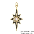 Detailed view of gold North Star pendant with black enamel and a central zircon stone - Copper Pendant 7 (Black North Star)