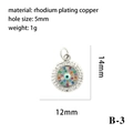 Evil eye charm pendant in rhodium plating copper with colorful cubic zirconia stones - Silver Single Ring Multi-color Zircon Eye (B-3)