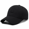 Berretto da baseball nero con ricamo CC 3D e testo fashion in rilievo laterale - Regolabile / Nero con ricamo nero