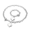 Hip hop silver stainless steel jewelry set with cross pendant and OT toggle clasp - Steel Color Set B (KS141262-Z)