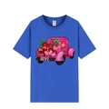 Blauw katoenen T-shirt met hartvormige luipaardtruck-opdruk en LOVE-grafische belettering - XS / Koningsblauw