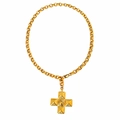 18k gold-plated stainless steel necklace featuring a cross pendant with spiral bead details - Cross Pendant Necklace (Style 1) / 45cm / Gold
