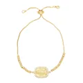 Adjustable 18K gold plated Mary pendant bracelet with sparkling zircon halo setting - Style C-Rectangular Embossed Virgin Mary