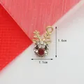 Golden Christmas reindeer pendant with white rhinestones and red nose 1.6cm x 1.1cm - Christmas Deer Head