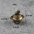 Vintage Bronze Weihrauchbrenner mit Drachendeckel und Stativfüßen, 5,5cm Miniaturgefäß - Dreibeiniger Drache