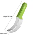 Green manual stainless steel watermelon slicer and fruit cutter tool with ergonomic handle - Green Handle Watermelon Slicer