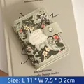 Vintage floral card holder in light green PU leather with secure snap button closure - Eden Flower Mirror