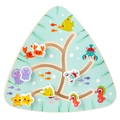 Blue wooden ocean theme maze toy featuring crab, jellyfish, and starfish slider blocks - Ocean Theme