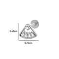 F136 Titanium silver fan-shaped cartilage stud with clear zircons, 0.63x0.76cm size - 6# Fan Shape Design (Silver)