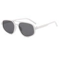 White aviator sunglasses with double bridge and dark grey lenses for men and women - Solid White Grey Lens