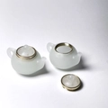 Green Sandalwood diffuser pendant with white frosted glass teapots and gold trim - Luminous Teapot - Base Only (2) / Approx. 2.8x4.3cm - Without Aroma Pill