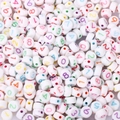 White round acrylic beads with colorful numbers for DIY jewelry and early education - 4x7mm White With Colored Numbers (100pcs)