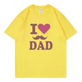 T-shirt jaune en coton avec imprimé I Heart Dad et motif moustache pour un style décontracté - XS / Jaune (Style I ❤️ DAD)