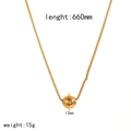 18k gold plated stainless steel ball necklace with 660mm chain and 12mm bead pendant - Gold Ball Pendant Necklace (TN3444-G)