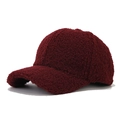 Fleece baseball cap for women in deep wine red color with soft plush texture - One Size / Burgundy