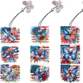 Segnalibri 5D fai-da-te pittura a diamante con farfalla, libellula e bandiera USA - Serie Farfalla e Libellula Stelle e Strisce (SQ-183) / Stile in Pelle PU