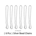 Set of 6 silver bead chains for Halloween resin cat pendants, size 2x142mm - Silver Bead Chains (6 Pcs)
