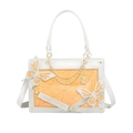 White butterfly tote bag with orange glitter spiderweb panel and gold chains - White & Orange Butterfly (Glitter)