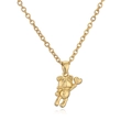 Collana con orsetto dorato in stile punk con ciondolo a cuore e fiocco su catena - Orsetto Cuore Fiocco Oro