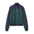 Giacca sportiva colorblock blu e verde con colletto rialzato e chiusura a zip - S / Top (Navy/Verde Scuro Color-block)
