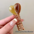 Brown marble heart spiral hair tie for women featuring a diameter of 7cm - Dark Brown [Heart]