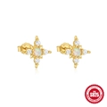 Eleganti orecchini a lobo a stella in argento S925 dorato con opale e zirconi - Stile Stella a Croce / Oro