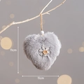 Ciondolo natalizio a cuore in peluche grigio con fiocco di neve in legno, 11cm - Cuore