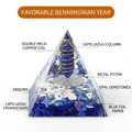Lapis Lazuli Orgone Pyramid Energy Generator with copper spiral and blue crystals - No.4-Lapis Lazuli Column + Opal (Smooth)