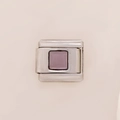 Individual square stainless steel bracelet link with purple gemstone inlay - 0414-square Nebula-pale Purple Section 1