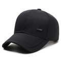 Klassische schwarze Baseballkappe für Herren mit stilvollem Metall-Emblem an der Seite - Verstellbar / Rechteckiger Metallanhänger Marineblau (B-471)
