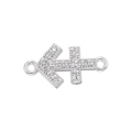 Detail of silver zodiac connector with pavé zircon stones and side rings for DIY jewelry - Silver Sagittarius