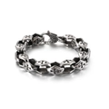 Bracciale punk retrò in acciaio inossidabile con motivi a croce e finitura argento antico - 24cm (KB117457-BDJX)