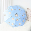 Light blue Capybara folding umbrella with cartoon pattern and sun protection coating - Manual / Blue