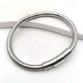 Pulsera de cadena de serpiente minimalista de acero inoxidable plata con cierre cilíndrico - 5mm-21cm / Color Acero