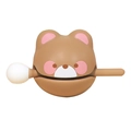 Brown bear-shaped wooden fish percussion instrument with a white mallet for kids - 2598-B Little Bear