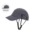 Dark grey outdoor sun hat with zip-off chin strap and 2-way wearing style feature - Hidden Windproof Drawstring Style / Gray