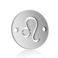 Polished silver stainless steel Leo zodiac charm connector for DIY jewelry making - 5 Pcs/Pack / Steel-Leo