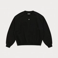Black cotton crewneck sweatshirt with side metal zippers and white cross embroidery - S / Black