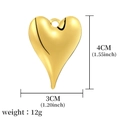 Polished golden heart pendant 4x3cm stainless steel charm for DIY jewelry necklaces - Shiny Golden Large Heart (A0009701)