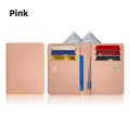 Pink faux leather multi-slot card holder with RFID blocking and interior bill pocket - RFID 9 Slots with Coin Pocket / Pink
