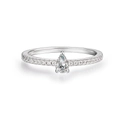 Minimalist S925 silver pear-shaped water drop ring with pavé-set cubic zirconia accents - US 5 / Pear Cut Ring-Silver