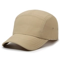Khaki five-panel quick-dry camping hat with breathable side vents and reinforced seams - Adjustable / Khaki