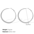 Créoles en acier inoxydable argenté poli avec un diamètre de 4 cm et fermoir - 4cm / Argent