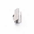 Stainless steel ribbon crimp ends with teeth and loop for jewelry making - 13mm / Steel