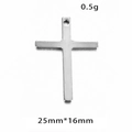 Polished silver stainless steel cross pendant measuring 25mm x 16mm and weighing 0.5g - Steel Color Cross 3#