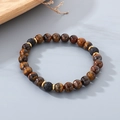 Tiger eye and volcanic stone beaded bracelet with golden spacers for men and women - Yellow Tiger Eye Black Volcanic Stone Gold Spacers Style (KB210124-Z)