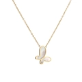 Elegante collana a farfalla dorata con inserto in madreperla su catena sottile - Stile Farfalla Conchiglia (CS00217)
